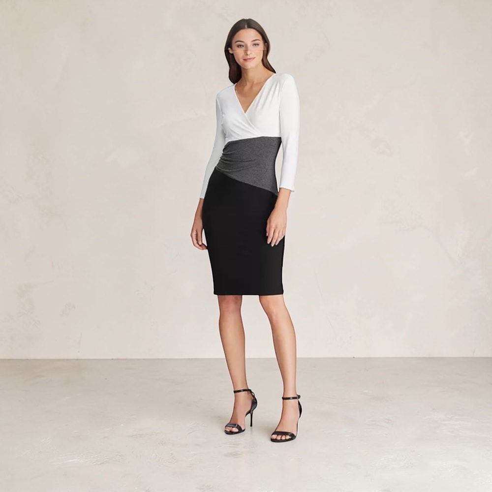 Lauren Ralph Lauren Petite Color Blocked Jersey Body Hugging Dress